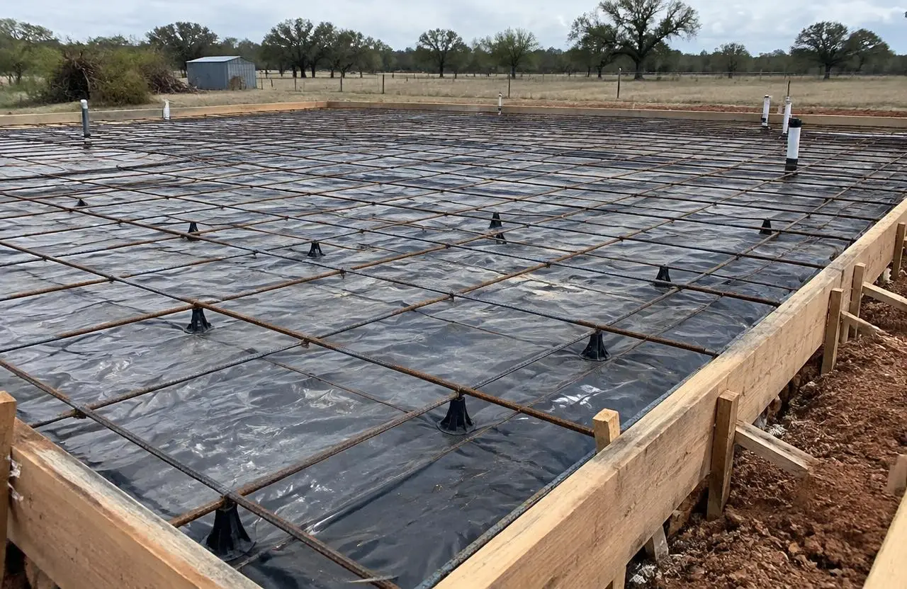 Reinforcing steel inside concrete slab forms
